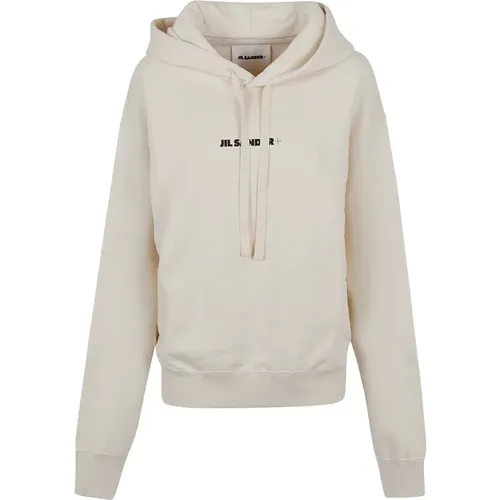 Cream Cotton Hooded Sweatshirt , female, Sizes: XS, M - Jil Sander - Modalova