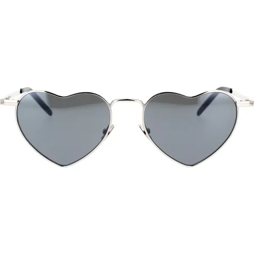 Heart-shaped Sunglasses with Mirrored Silver Lenses , unisex, Sizes: 52 MM - Saint Laurent - Modalova