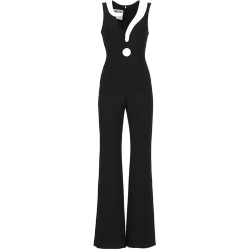 Sleeveless Jumpsuit with Contrast Patch , female, Sizes: S, XS - Moschino - Modalova