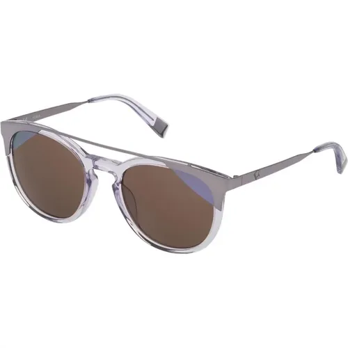 Stylish Sunglasses in Transparent Purple Silver , female, Sizes: 52 MM - Furla - Modalova