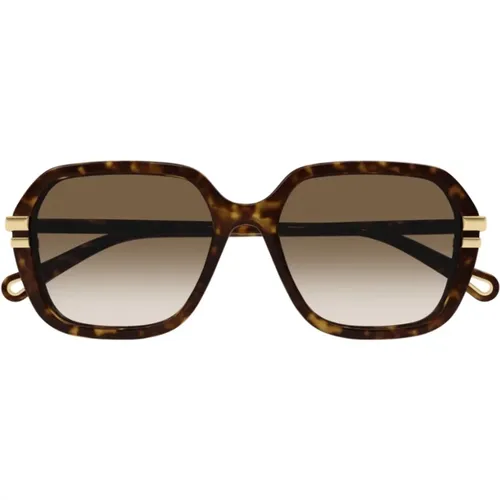 Vintage Rechteckige Sonnenbrille mit dünnem Acetate Renew Rahmen - Chloé - Modalova