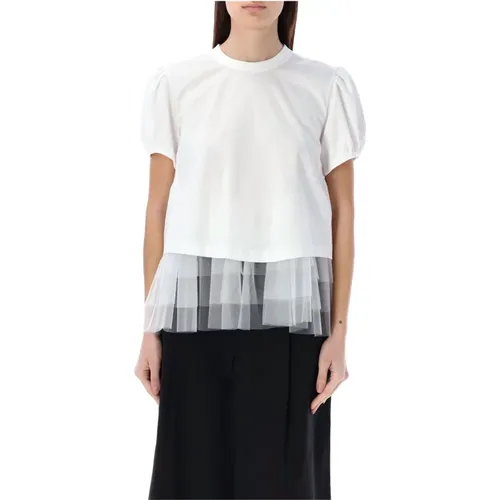 Tulle Ruffle Sleeve T-Shirt , female, Sizes: M - Noir Kei Ninomiya - Modalova