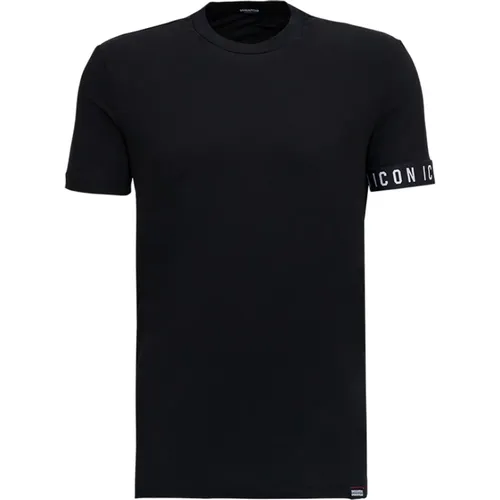 Schwarzes Icon Rundhals T-Shirt , Herren, Größe: M - Dsquared2 - Modalova