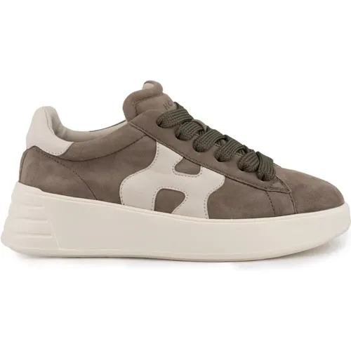 Braune Wildleder-Sneakers Lederelemente , Damen, Größe: 36 1/2 EU - Hogan - Modalova