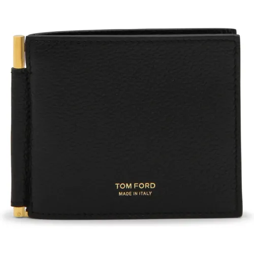Leather Wallet with Logo Stamp , male, Sizes: ONE SIZE - Tom Ford - Modalova