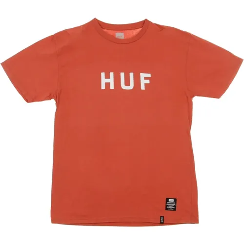 Essentials Logo Poppy T-Shirt , Herren, Größe: XL - HUF - Modalova