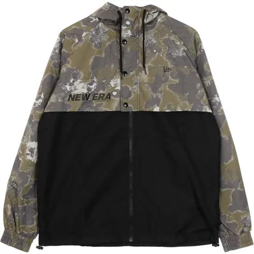 Outdoor Windbreaker Jacke mit Laserdruck , Herren, Größe: L - new era - Modalova