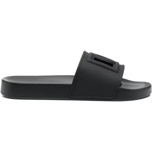 Schwarze flache Schuhe für Strandkleidung , Herren, Größe: 40 EU - Dolce & Gabbana - Modalova
