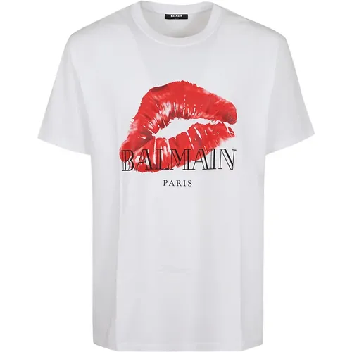 Klassisches weißes T-Shirt für Männer , Herren, Größe: M - Balmain - Modalova