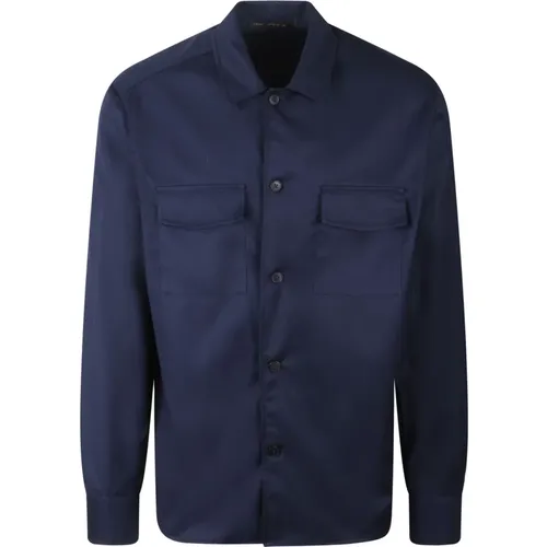 Casual Overshirt mit Knopfleiste vorne , Herren, Größe: L - Low Brand - Modalova