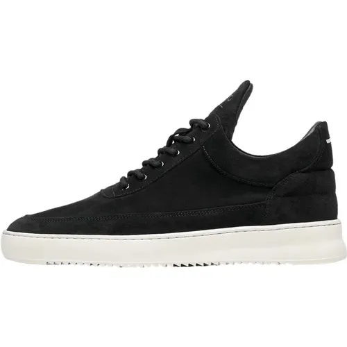 Niedrige Top Organisches Wildleder Schwarz , Herren, Größe: 40 EU - Filling Pieces - Modalova