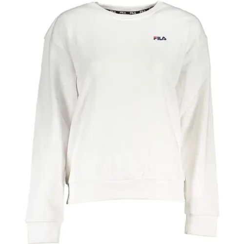 Weißer Baumwollpullover Bestickt Logo , Damen, Größe: XL - Fila - Modalova