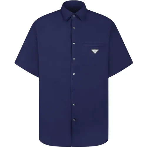 Poplin Shirt Classic Collar Button , male, Sizes: L, M, XL - Prada - Modalova
