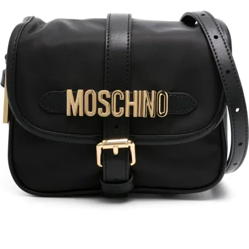 Schwarze Logo-Schultertasche - Moschino - Modalova