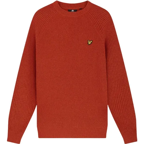 Maglione Lyle Scott Kn1701V-W701 Arancione - Taglie abbigliamento: L , male, Sizes: ONE SIZE - Lyle & Scott - Modalova