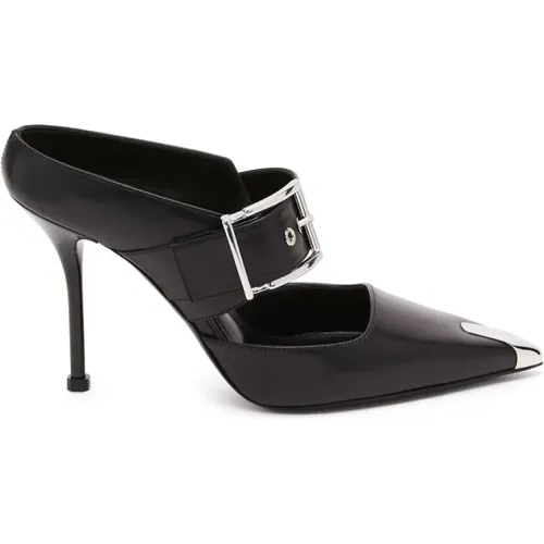 Schwarze Leder Punk Mules - alexander mcqueen - Modalova