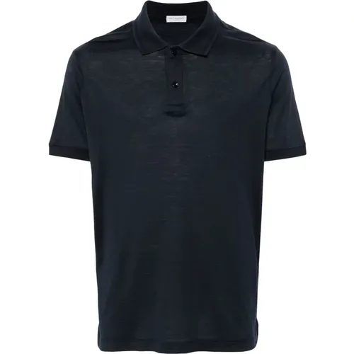 Blaues Seiden Kurzarm Polo Shirt , Herren, Größe: L - PAUL & SHARK - Modalova