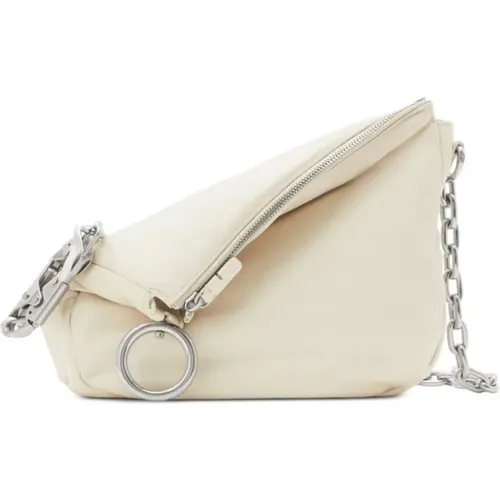 White Lambskin Shoulder Bag with Ring Embellishment , female, Sizes: ONE SIZE - Burberry - Modalova