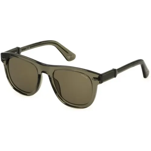 Grüne Transparente Sonnenbrille mit Braunen Gläsern - Police - Modalova