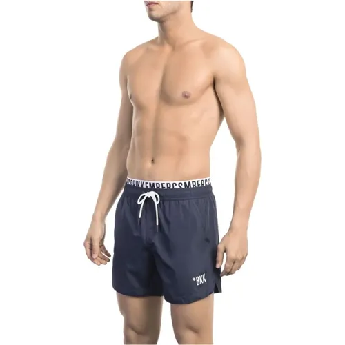 Blau Designer Badeshorts mit Markenband , Herren, Größe: XL - Bikkembergs - Modalova