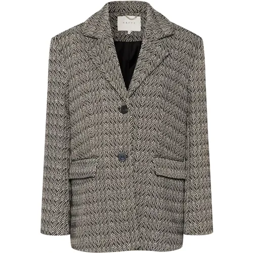 Herringbone Blazer Jacke , Damen, Größe: L - Kaffe - Modalova