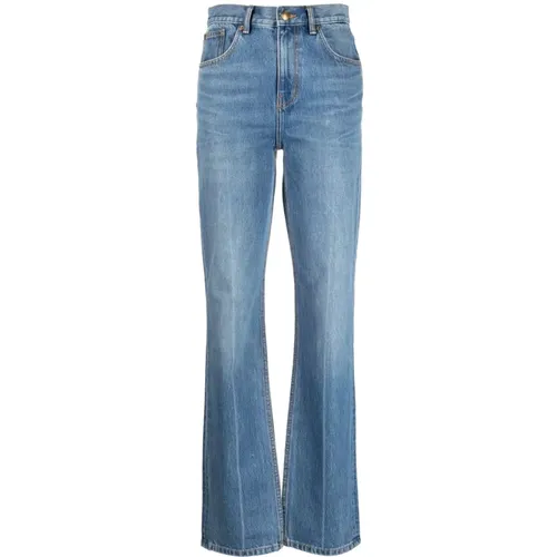 Bootcut-Jeans mit hoher Taille in hellblauer Waschung , Damen, Größe: W27 - TORY BURCH - Modalova