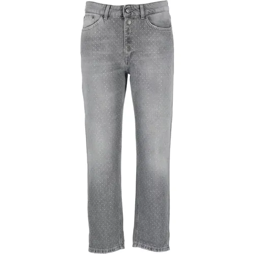 Trousers Grey , female, Sizes: W24, W28, W30 - Dondup - Modalova