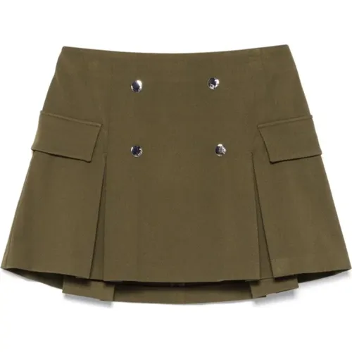 A-Line Mini Skirt with Metal Snaps , female, Sizes: S - Staud - Modalova