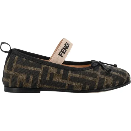 Jacquard Ballerina Schuhe Tabak Schwarz - Fendi - Modalova