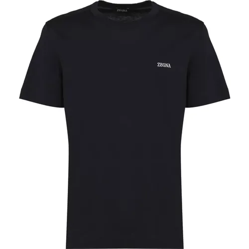 Navy Cotton T-shirt Short Sleeves , male, Sizes: L, M, S, XL, 2XL, 3XL - Ermenegildo Zegna - Modalova