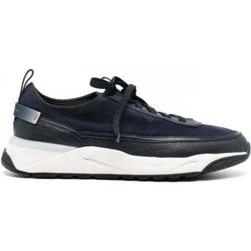 Midnight Leather Sneakers , male, Sizes: 7 1/2 UK - Santoni - Modalova