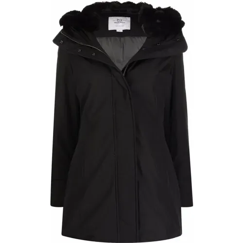 Hooded Parka with Faux Fur Details , female, Sizes: L - Woolrich - Modalova