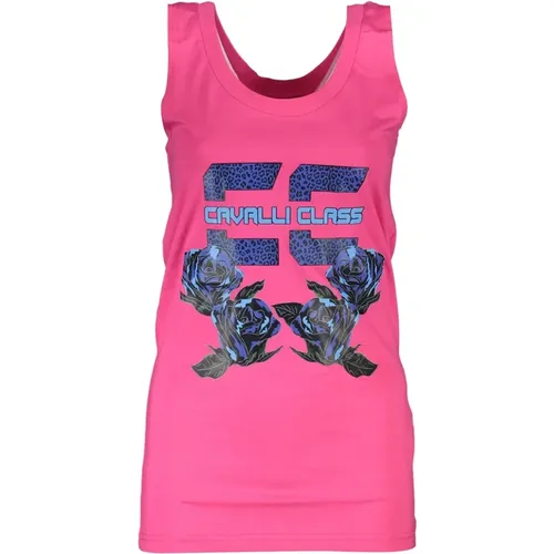 Elegantes Rosa Bedrucktes Tanktop , Damen, Größe: XS - Cavalli Class - Modalova