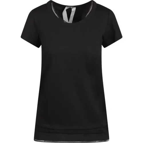 Seiden-Detail T-Shirt , Damen, Größe: L - N21 - Modalova