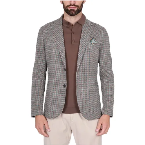 Braune Jersey Micro Muster Blazer Jacke , Herren, Größe: M - BOB - Modalova