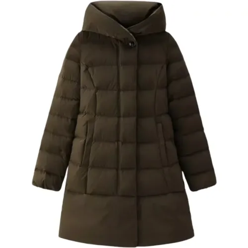 Grüner Urban Touch Daunenmantel , Damen, Größe: S - Woolrich - Modalova