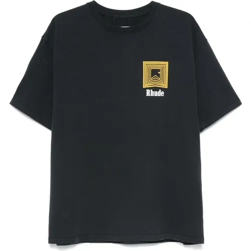 Chevron Logo Schwarze T-Shirts und Polos , Herren, Größe: S - Rhude - Modalova