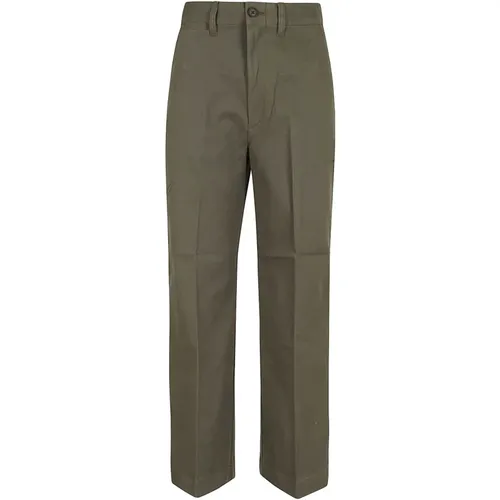 Olivgrüne Cropped Flat Front Chinos , Damen, Größe: XL - Polo Ralph Lauren - Modalova