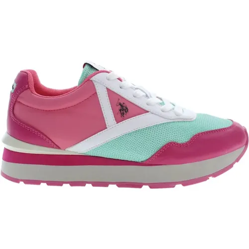 Pink Lace-up Sports Sneakers , female, Sizes: 6 UK, 5 UK, 7 UK, 8 UK, 4 UK, 3 UK, 2 UK - U.s. Polo Assn. - Modalova