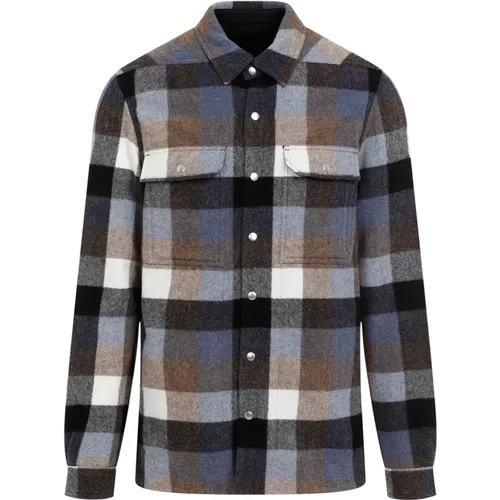 Luxurious Blue Wool Shirt Aw24 , male, Sizes: L - Rick Owens - Modalova