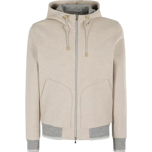 Woll-Zip-Hoodie mit Kontrastbesatz , Herren, Größe: 2XL - L.B.M. 1911 - Modalova