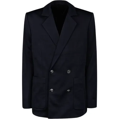 Navy Mini Monogram Blazer - Balmain - Modalova