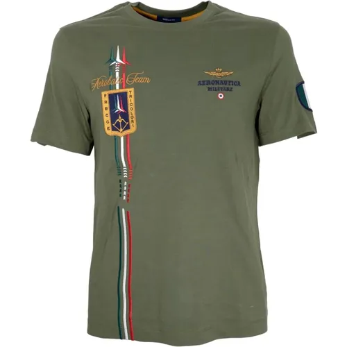 Tricolor Arrows Kurzarm T-Shirt Grün , Herren, Größe: M - aeronautica militare - Modalova