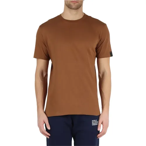 Baumwoll Logo Ärmel T-Shirt , Herren, Größe: XL - Replay - Modalova