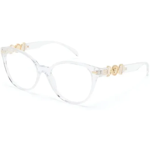 Weiße Optische Brille Klassischer Stil , Damen, Größe: 53 MM - Versace - Modalova