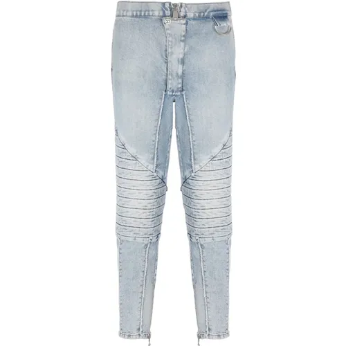Gerippte Slim-Fit-Jeans aus Baumwolle , Herren, Größe: W30 - Balmain - Modalova