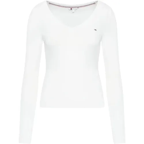 V-Neck Top , female, Sizes: M, L, XS, S - Tommy Jeans - Modalova