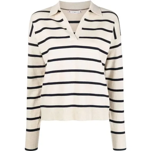 Soft stripe polo sweater , female, Sizes: XS - Tommy Hilfiger - Modalova