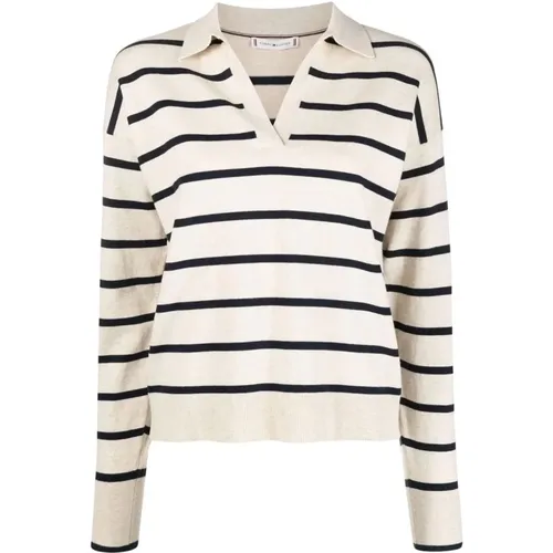 Soft stripe polo sweater , female, Sizes: XS, L, S - Tommy Hilfiger - Modalova