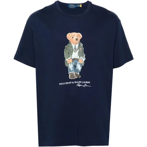Blaues Polo Bear T-Shirt , Herren, Größe: XL - Ralph Lauren - Modalova